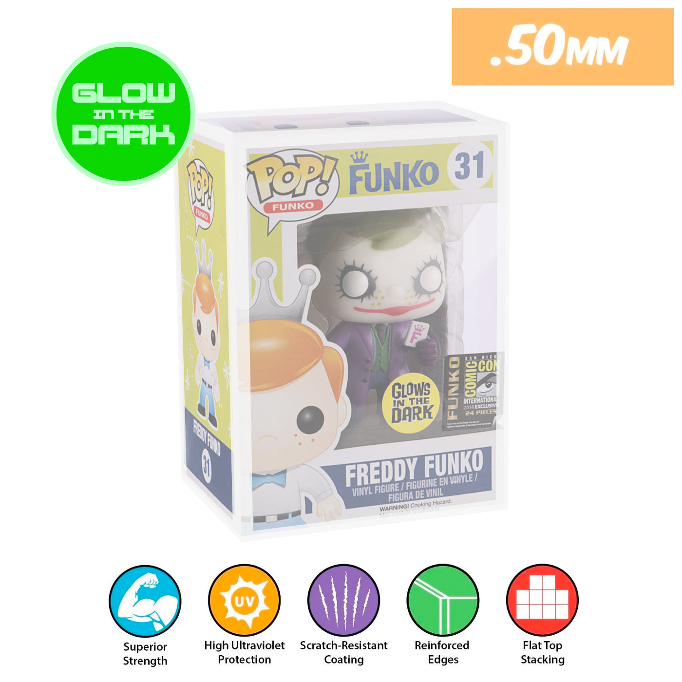 4 INCH GLOW IN THE DARK Pop Protectors for Funko (50mm thick, UV
