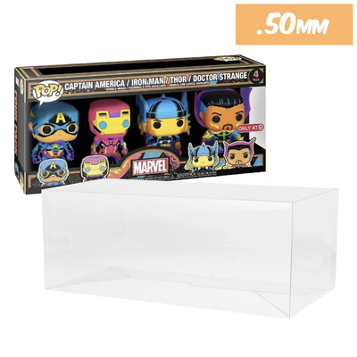 marvel blacklight 4 pack best funko pop protectors thick strong uv scratch flat top stack vinyl display geek plastic shield vaulted eco armor fits collect protect display case kollector protector
