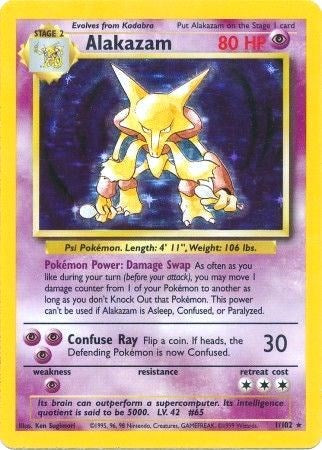 Alakazam HOLO (Base Set) #1/102 Pokemon Trading Card