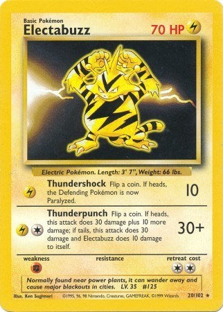 Electabuzz (Base Set) #20/102 Pokemon Trading Card
