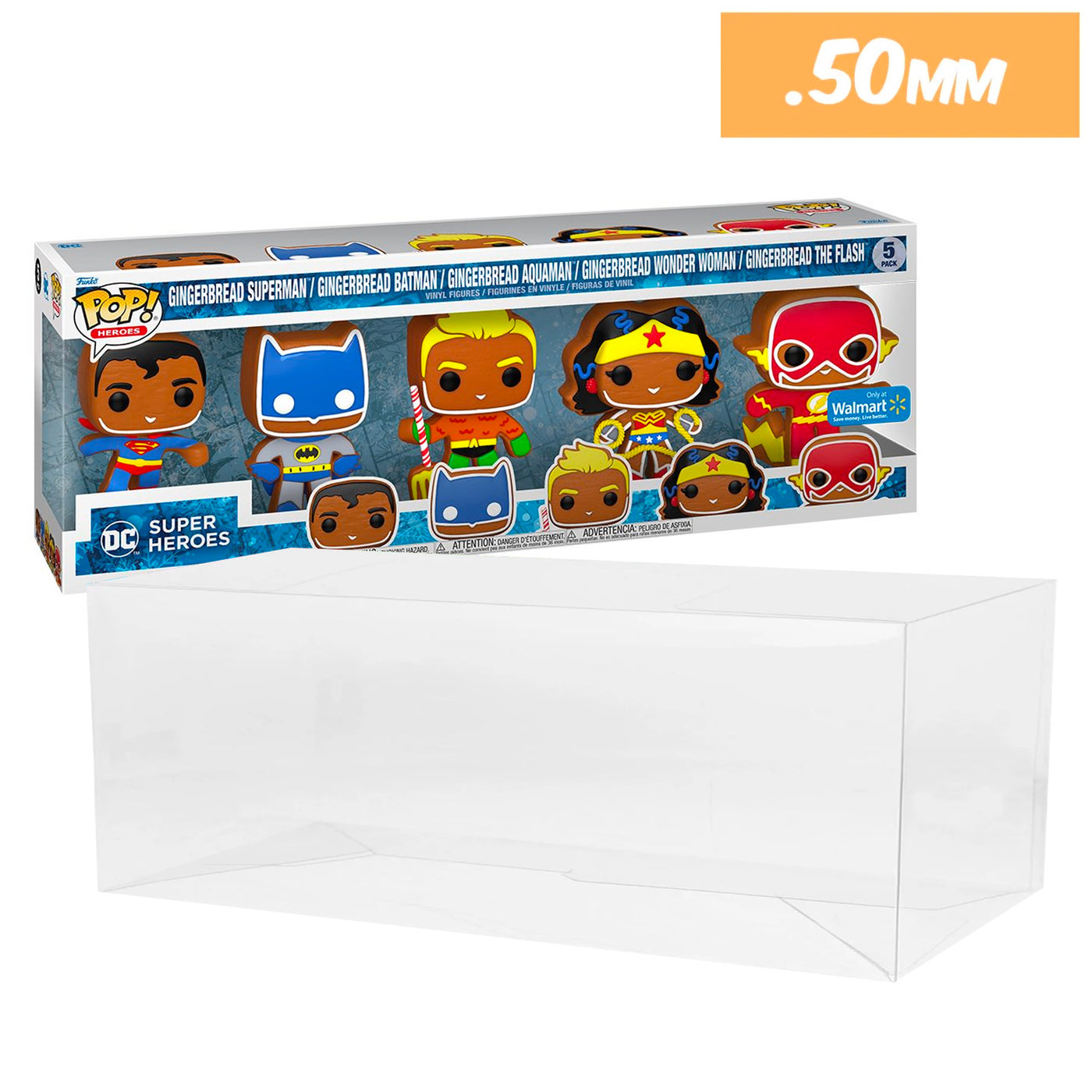 dc gingerbread 5 pack best funko pop protectors thick strong uv scratch flat top stack vinyl display geek plastic shield vaulted eco armor fits collect protect display case kollector protector