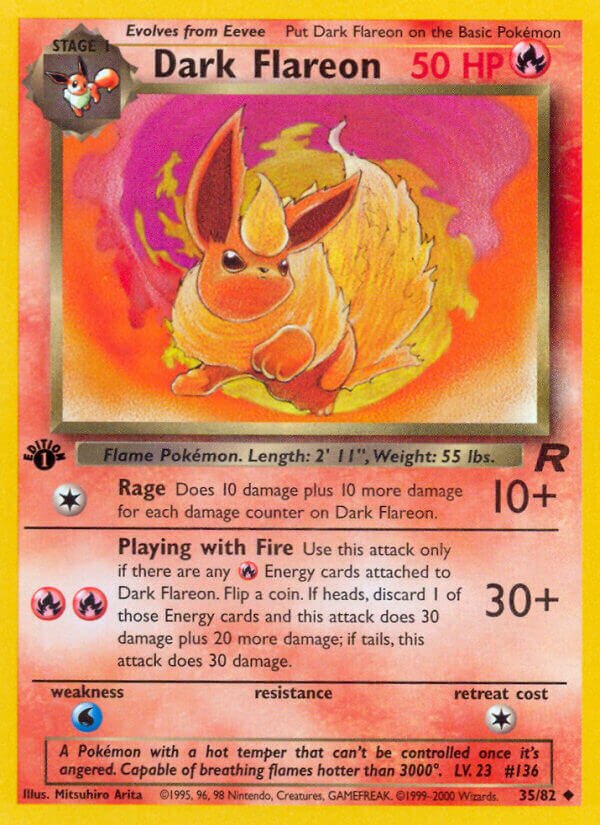 Dark Flareon 1st EDITION (Team Rocket) #35/82 Pokemon Trading Card