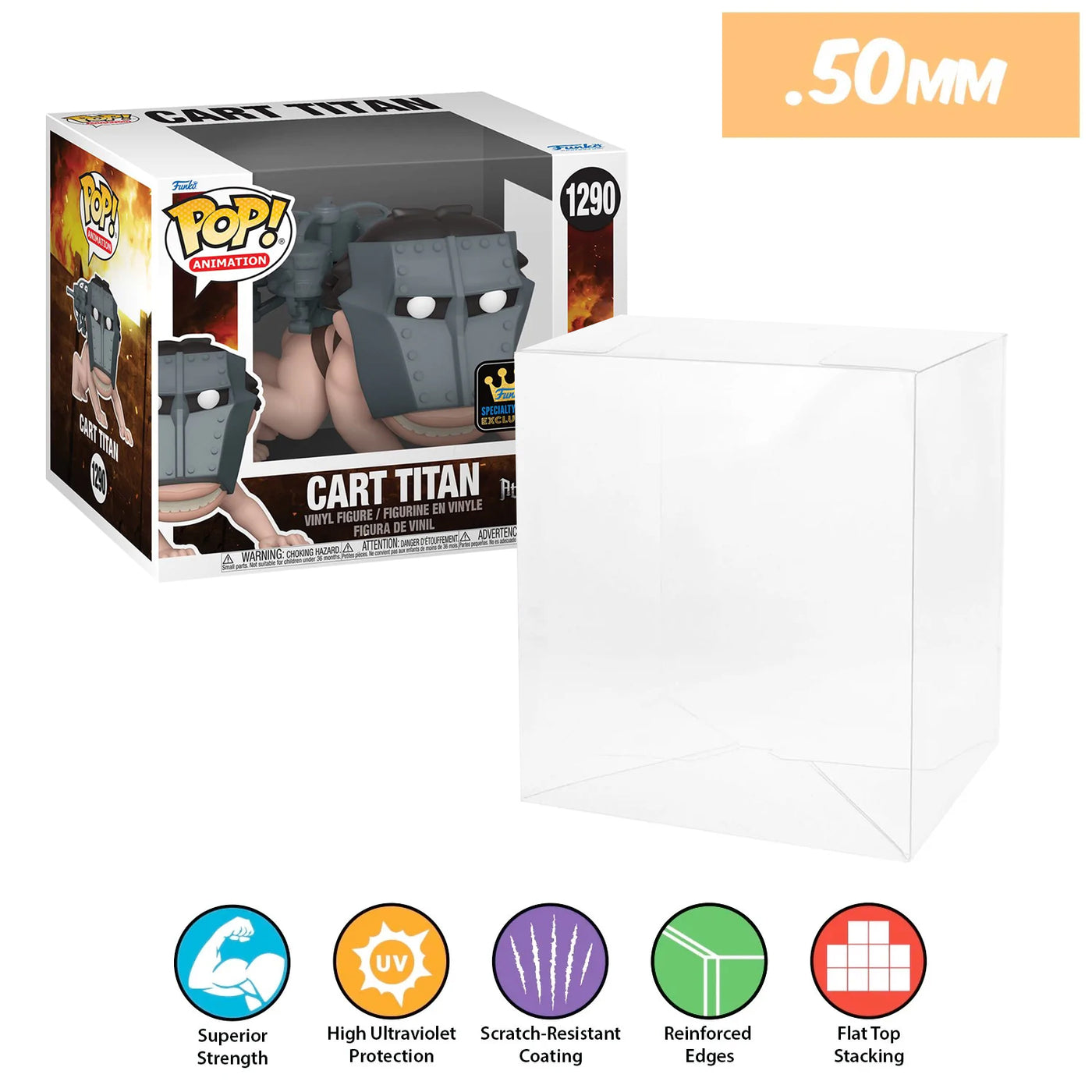 attack on titan 1290 cart titan best funko pop protectors thick strong uv scratch flat top stack vinyl display geek plastic shield vaulted eco armor fits collect protect display case kollector protector