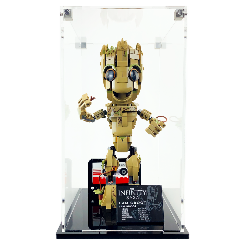 Display Geek Flying Box 3mm Thick Custom Acrylic Display Case for LEGO 76217 I Am Groot (11h x 6w x 6d)