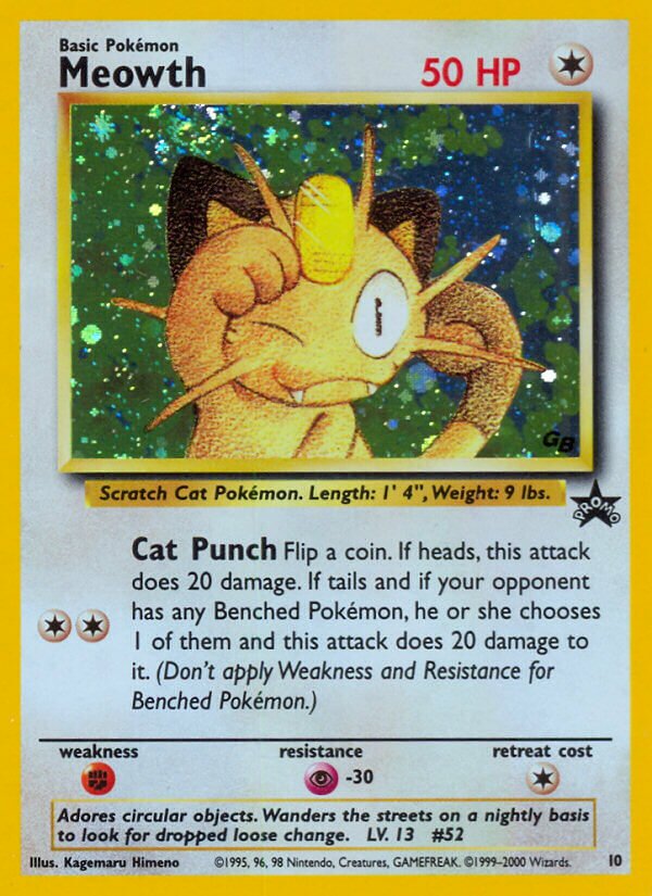 Meowth HOLO (Wizards Black Star Promos) #10 Pokemon Trading Card