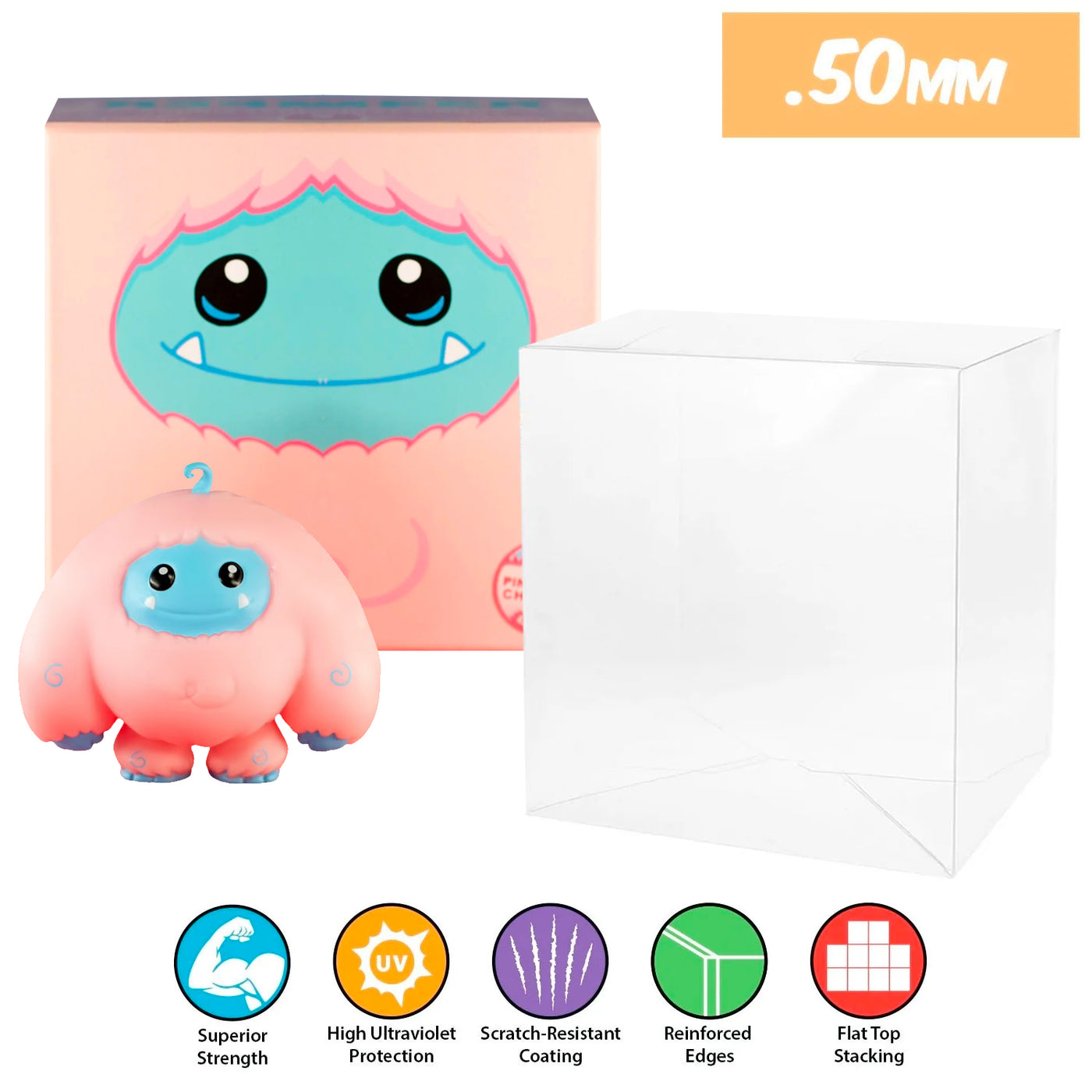 Abominable toys chomper best chomp protectors thick strong uv scratch flat top stack vinyl display geek plastic shield vaulted eco armor fits collect protect display case kollector protector