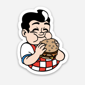 Hamburger Boy Sticker  (1.49" x 2") - Display Geek