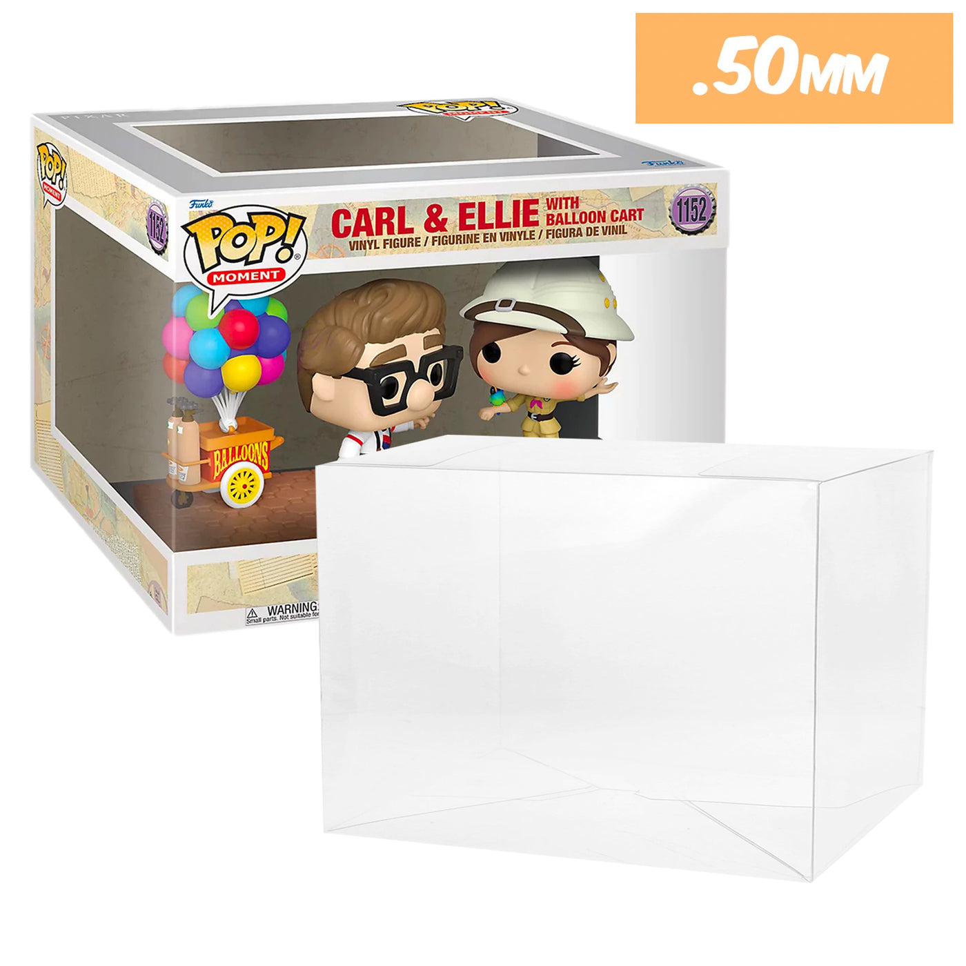 Carl and Ellie with Ballon Cart pop moment best funko pop protectors thick strong uv scratch flat top stack vinyl display geek plastic shield vaulted eco armor fits collect protect display case kollector protector