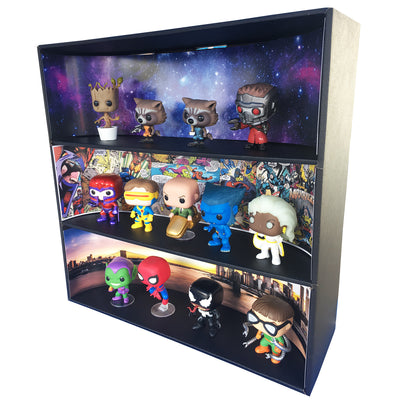 MARVEL - Display Case for Funko Pops with 3 Backdrop Inserts, Corrugated Cardboard - Display Geek