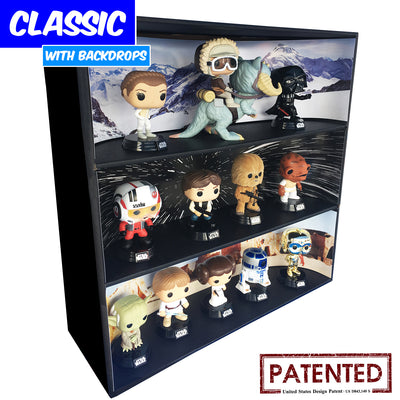 **BACK IN STOCK MAY 13TH** STAR WARS - Display Case for Funko Pops with 3 Backdrop Inserts, Corrugated Cardboard - Display Geek