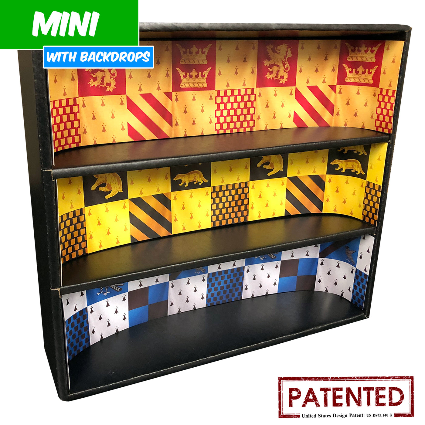 HARRY POTTER - MINI Display Case for Small Toys with 4 Backdrop Inserts, Corrugated Cardboard - Display Geek