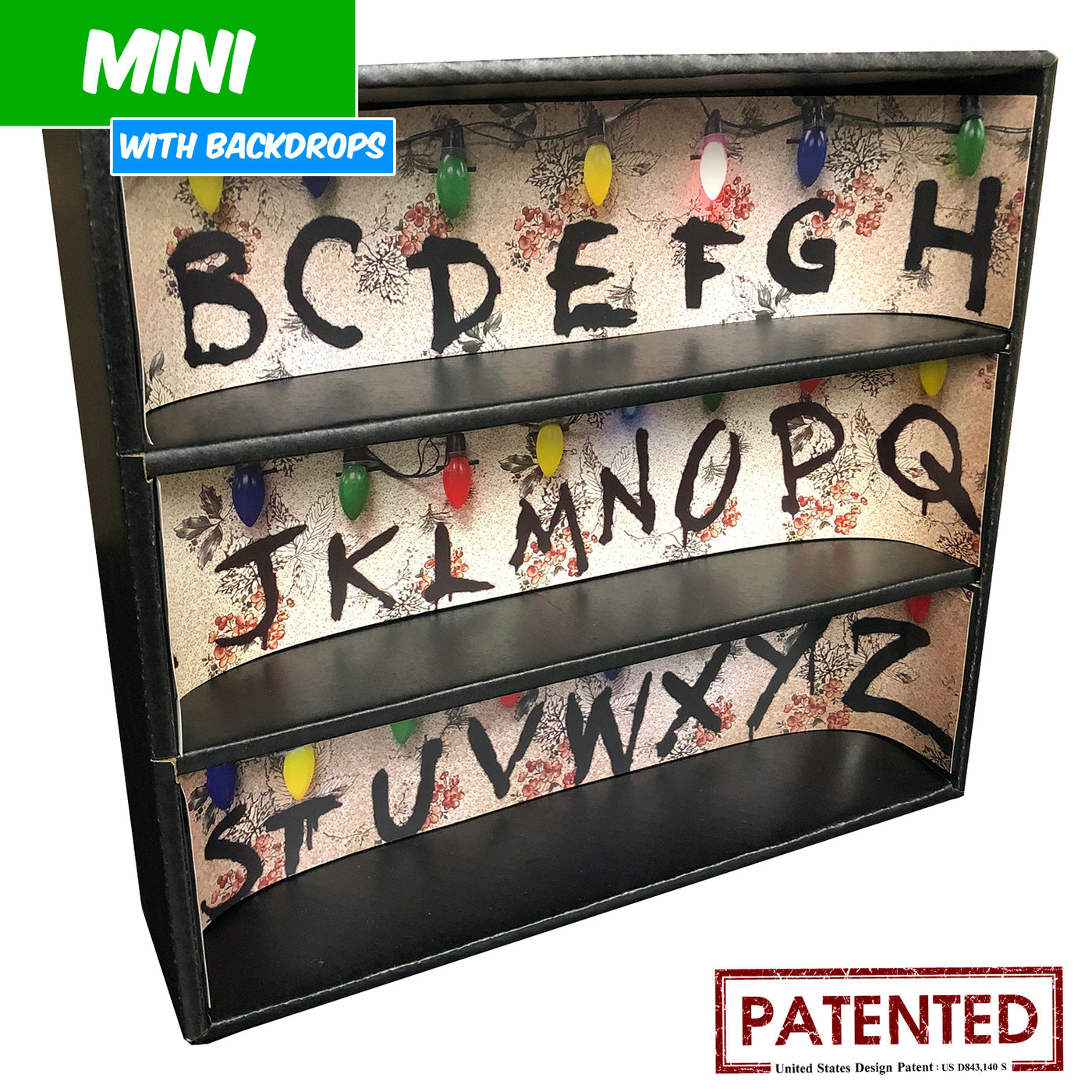 STRANGER THINGS - MINI Display Case for Small Toys with 3 Backdrop Inserts, Corrugated Cardboard - Display Geek