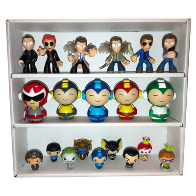 MINI - White Display Case for Small Toys, Wall Mountable & Stackable, Corrugated Cardboard - Display Geek