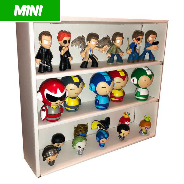 MINI - White Display Case for Small Toys, Wall Mountable & Stackable, Corrugated Cardboard - Display Geek