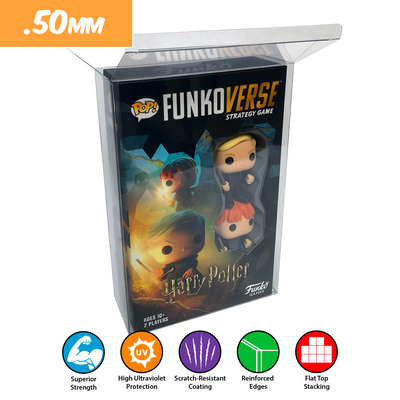 FUNKOVERSE Pop Protectors for Tall Funko Board Games, 50mm thick popshield vaulted vinyl