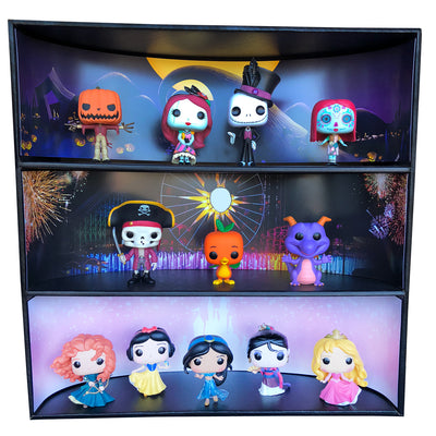 **BACK IN STOCK MAY 13TH** DISNEY - Display Case for Funko Pops with 3 Backdrop Inserts, Corrugated Cardboard - Display Geek