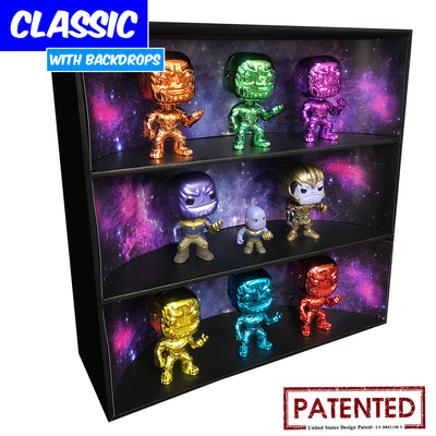 **BACK IN STOCK MAY 13TH** GALAXY - Display Case for Funko Pops with 3 Backdrop Inserts, Corrugated Cardboard - Display Geek
