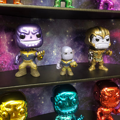 **BACK IN STOCK MAY 13TH** GALAXY - Display Case for Funko Pops with 3 Backdrop Inserts, Corrugated Cardboard - Display Geek