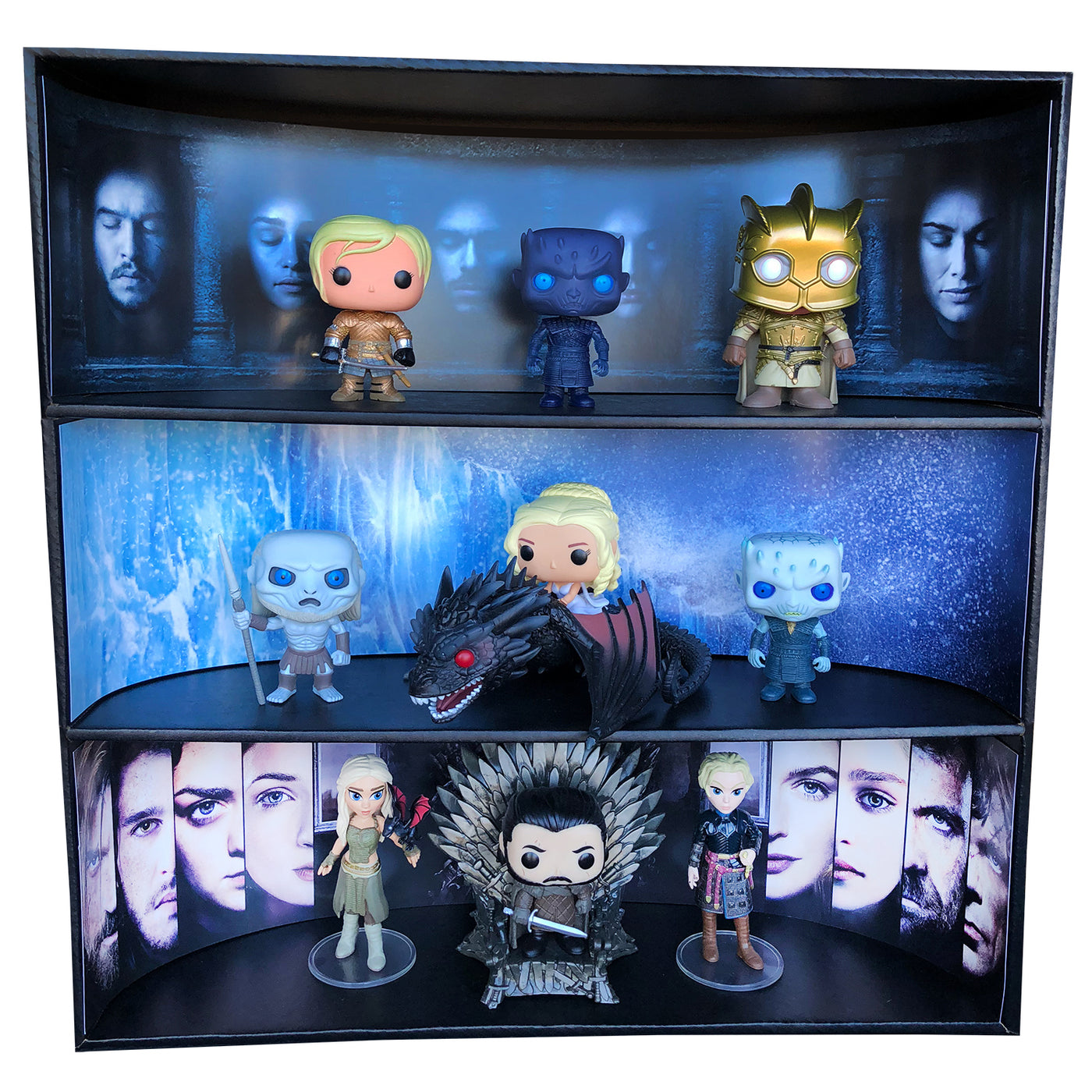 **BACK IN STOCK MAY 13TH** GAME OF THRONES - Display Case for Funko Pops with 3 Backdrop Inserts, Corrugated Cardboard - Display Geek