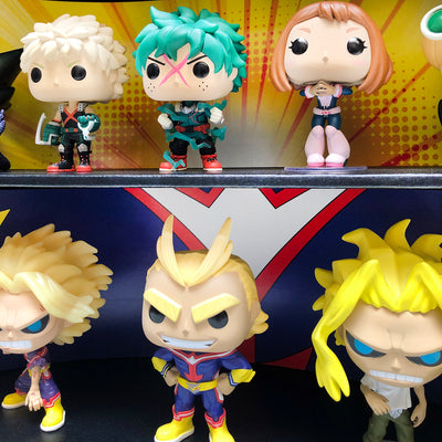 **BACK IN STOCK MAY 13TH** MY HERO ACADEMIA - Display Case for Funko Pops with 3 Backdrop Inserts, Corrugated Cardboard - Display Geek