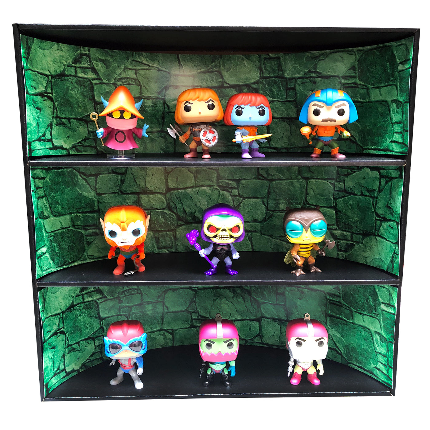 **BACK IN STOCK MAY 13TH** MOTU CASTLE - Display Case for Funko Pops with 3 Backdrop Inserts, Corrugated Cardboard - Display Geek