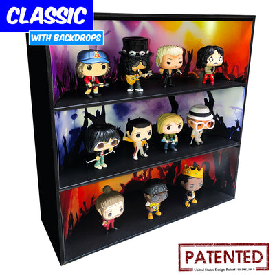 **BACK IN STOCK MAY 13TH** ROCK CONCERT - Display Case for Funko Pops with 3 Backdrop Inserts, Corrugated Cardboard - Display Geek