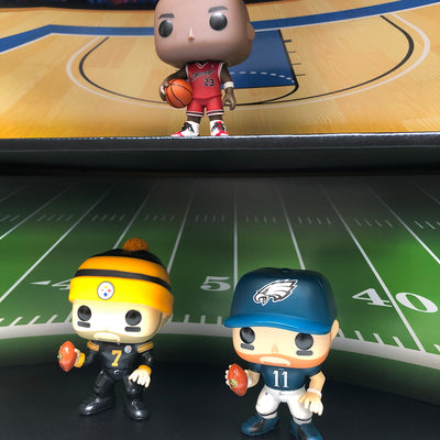 **BACK IN STOCK MAY 13TH** SPORTS - Display Case for Funko Pops with 4 Backdrop Inserts, Corrugated Cardboard - Display Geek