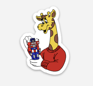 Giraffe with Robot Sticker  (1.44" x 2") - Display Geek