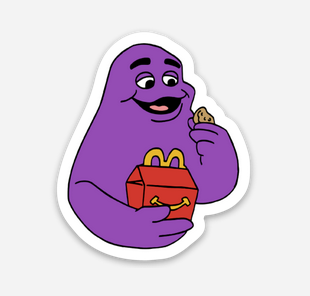 Purple Guy with Food Sticker  (1.69" x 2") - Display Geek