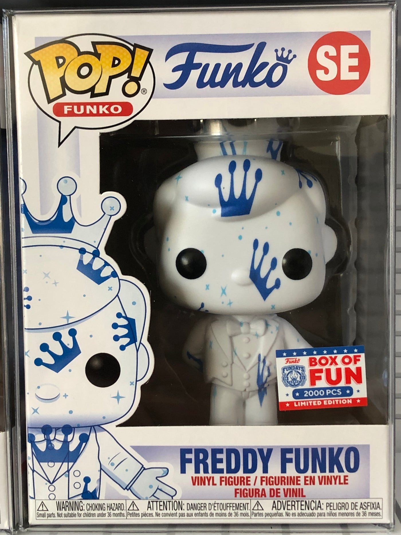Funko Pop Freddy Funko Artist Series White and Blue Box of Fun LE 2000