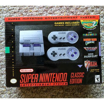 SNES Mini Classic Edition System With Box 2 Controllers AUTHENTIC Missing HDMI Cable Only