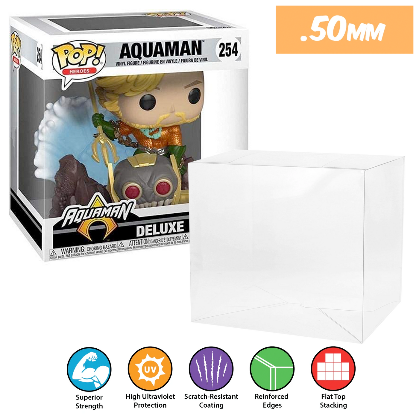 dc jim lee aquaman hush pop deluxe best funko pop protectors thick strong uv scratch flat top stack vinyl display geek plastic shield vaulted eco armor fits collect protect display case kollector protector