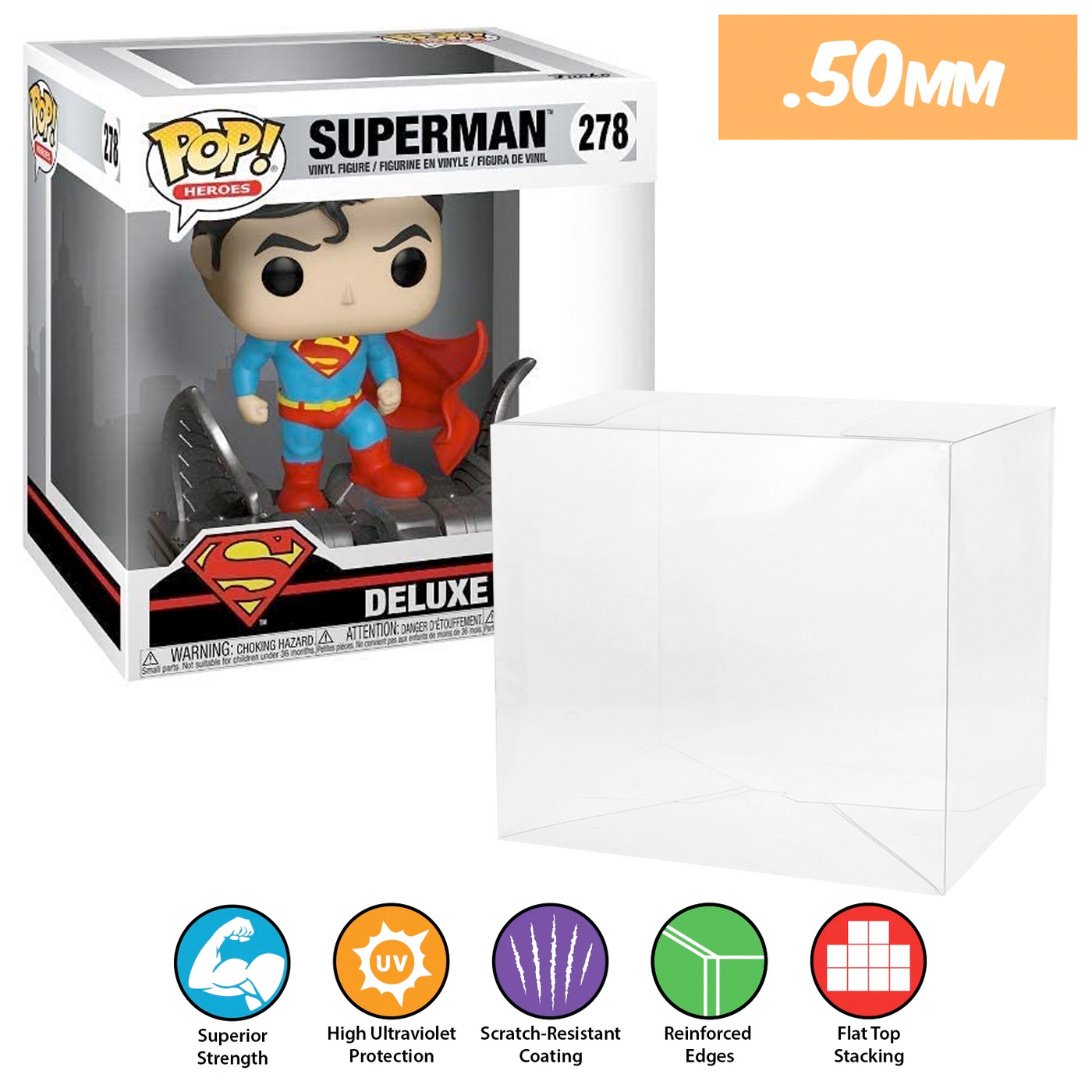 dc jim lee superman hush pop deluxe best funko pop protectors thick strong uv scratch flat top stack vinyl display geek plastic shield vaulted eco armor fits collect protect display case kollector protector