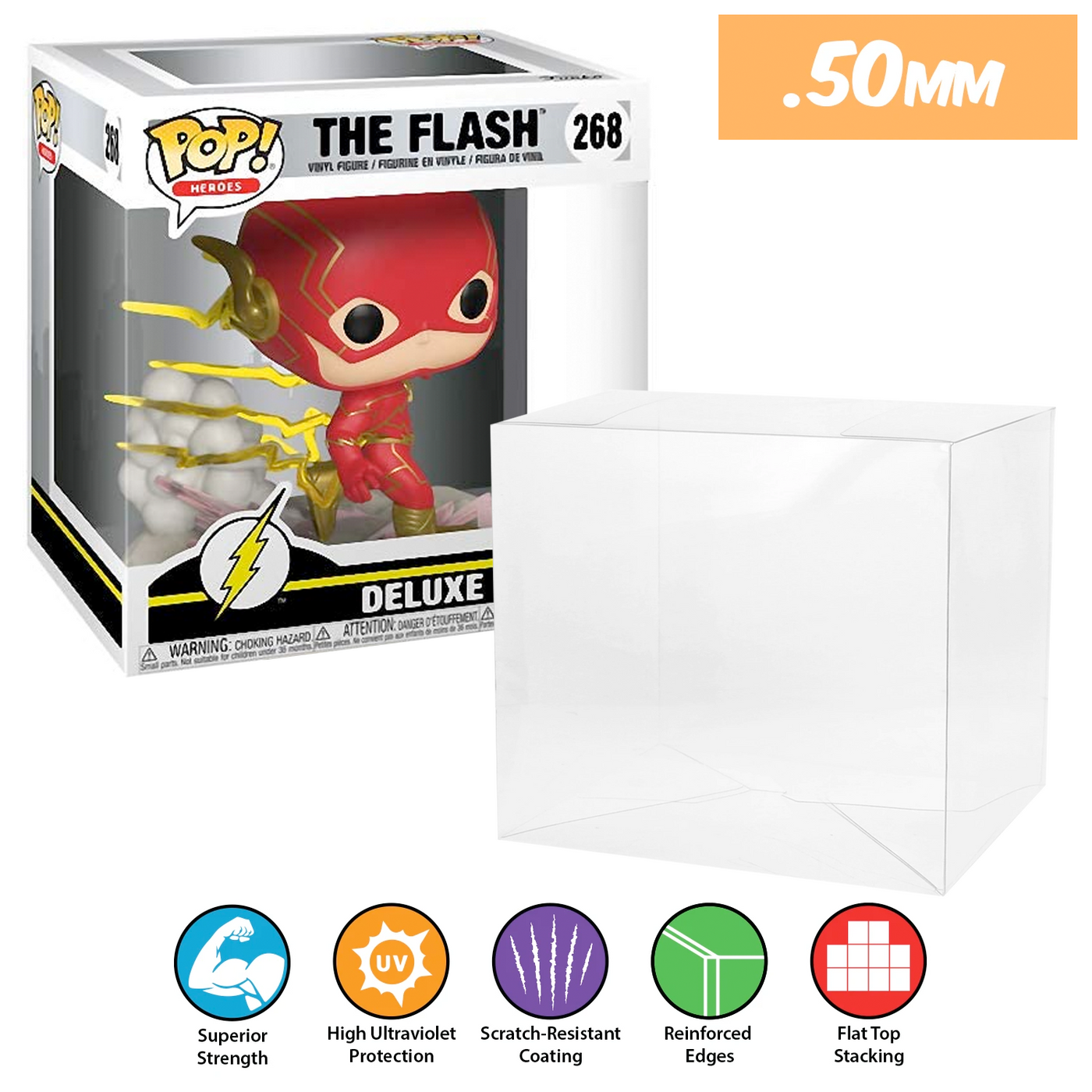 dc jim lee the flash hush pop deluxe best funko pop protectors thick strong uv scratch flat top stack vinyl display geek plastic shield vaulted eco armor fits collect protect display case kollector protector