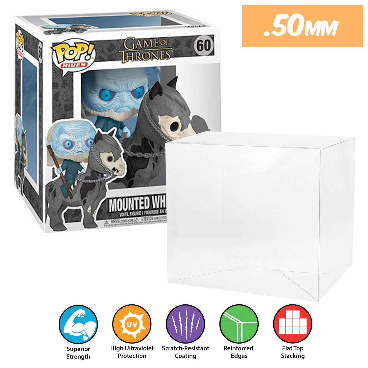 game of thrones mounted white walker pop deluxe best funko pop protectors thick strong uv scratch flat top stack vinyl display geek plastic shield vaulted eco armor fits collect protect display case kollector protector