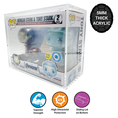 POP 2-PACK ACRYLIC Case for Funko Pop Vinyl Collectible Figures, 5mm thick (UV Resistant & Slide Bottom)