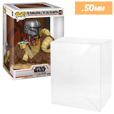 star wars the mandalorian and the child on bantha best funko pop protectors thick strong uv scratch flat top stack vinyl display geek plastic shield vaulted eco armor fits collect protect display case kollector protector