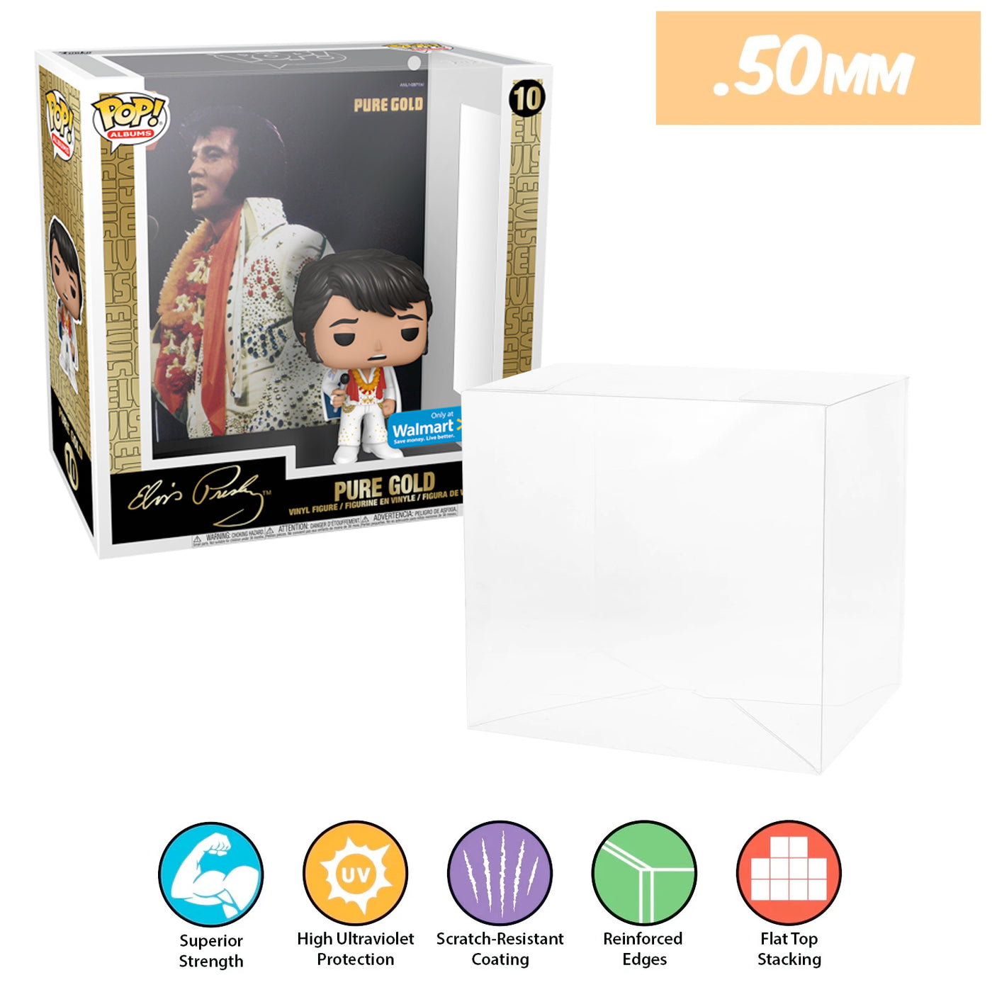 10 elvis pure gold pop albums best funko pop protectors thick strong uv scratch flat top stack vinyl display geek plastic shield vaulted eco armor fits collect protect display case kollector protector