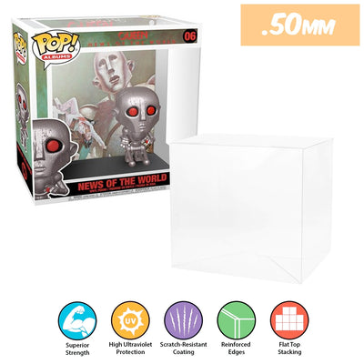 06 queen news of the world pop albums best funko pop protectors thick strong uv scratch flat top stack vinyl display geek plastic shield vaulted eco armor fits collect protect display case kollector protector