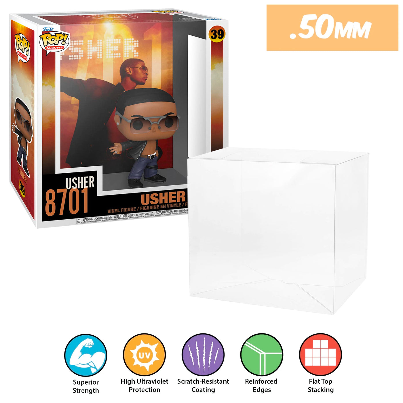39 usher 8701 pop albums best funko pop protectors thick strong uv scratch flat top stack vinyl display geek plastic shield vaulted eco armor fits collect protect display case kollector protector
