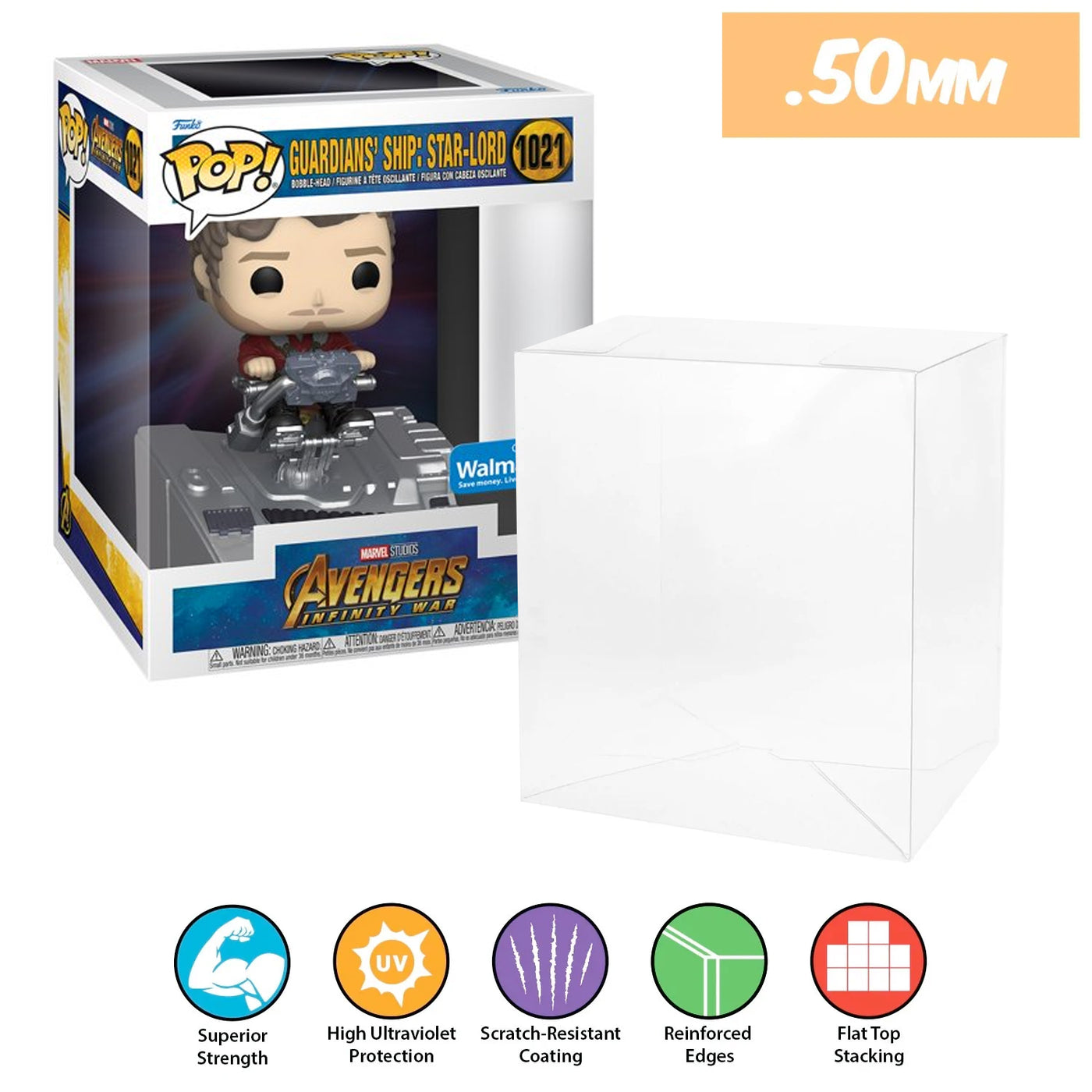 marvel guardians ship starlord pop deluxe best funko pop protectors thick strong uv scratch flat top stack vinyl display geek plastic shield vaulted eco armor fits collect protect display case kollector protector