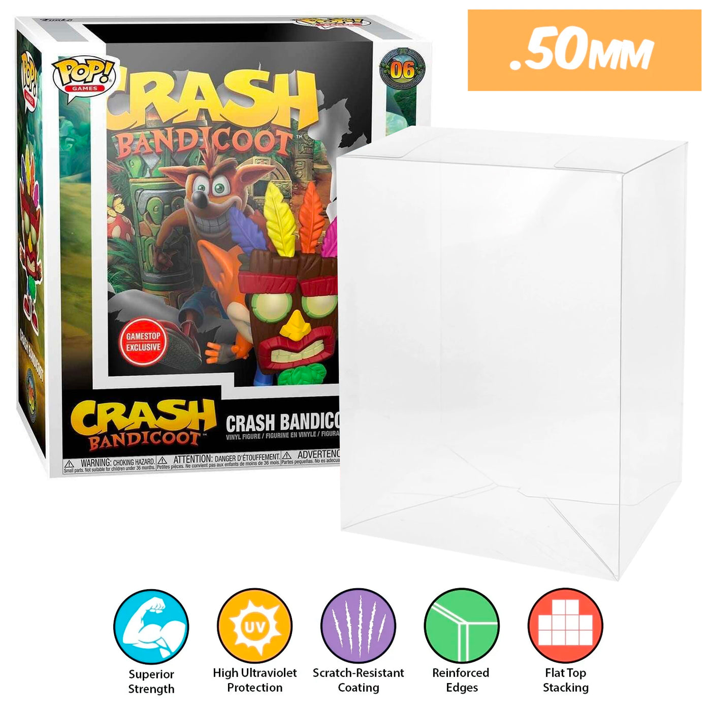 06 crash bandicoot pop game covers best funko pop protectors thick strong uv scratch flat top stack vinyl display geek plastic shield vaulted eco armor fits collect protect display case kollector protector