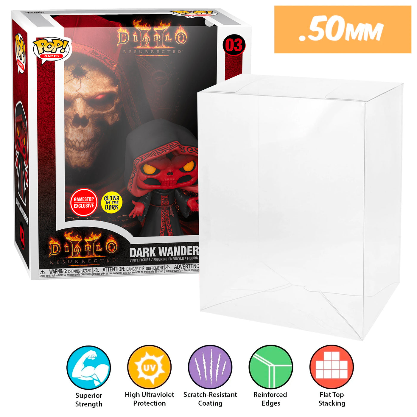 03 diablo dark wanderer pop game covers best funko pop protectors thick strong uv scratch flat top stack vinyl display geek plastic shield vaulted eco armor fits collect protect display case kollector protector