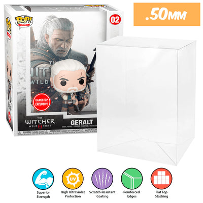 02 geralt witcher pop game covers best funko pop protectors thick strong uv scratch flat top stack vinyl display geek plastic shield vaulted eco armor fits collect protect display case kollector protector
