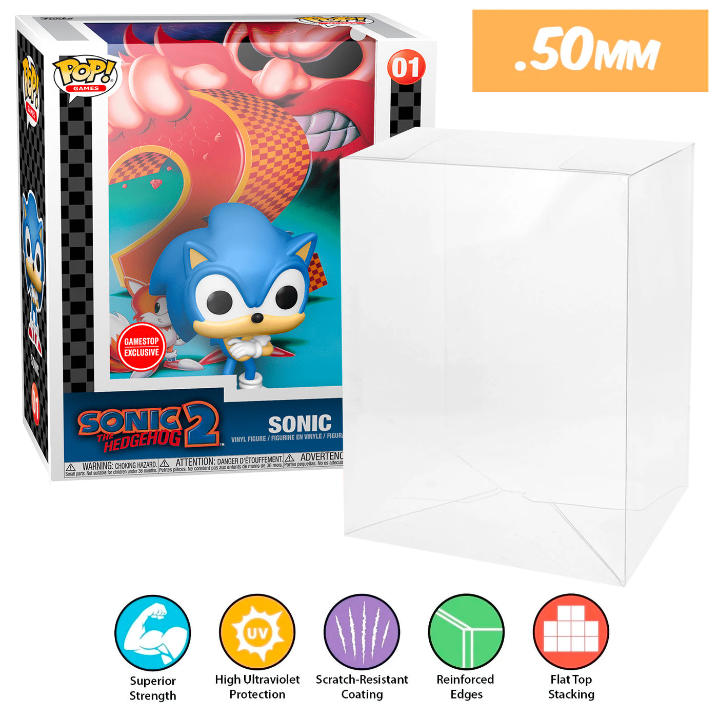 01 sonic the hedgehog 2 pop game covers best funko pop protectors thick strong uv scratch flat top stack vinyl display geek plastic shield vaulted eco armor fits collect protect display case kollector protector