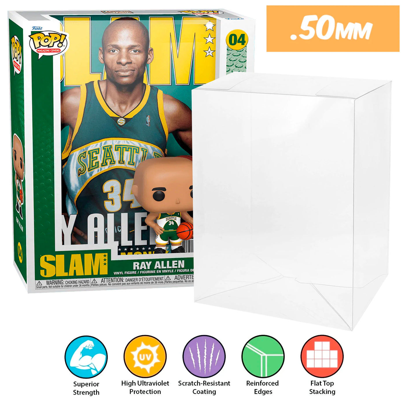 04 ray allen pop magazines covers slam nba best funko pop protectors thick strong uv scratch flat top stack vinyl display geek plastic shield vaulted eco armor fits collect protect display case kollector protector