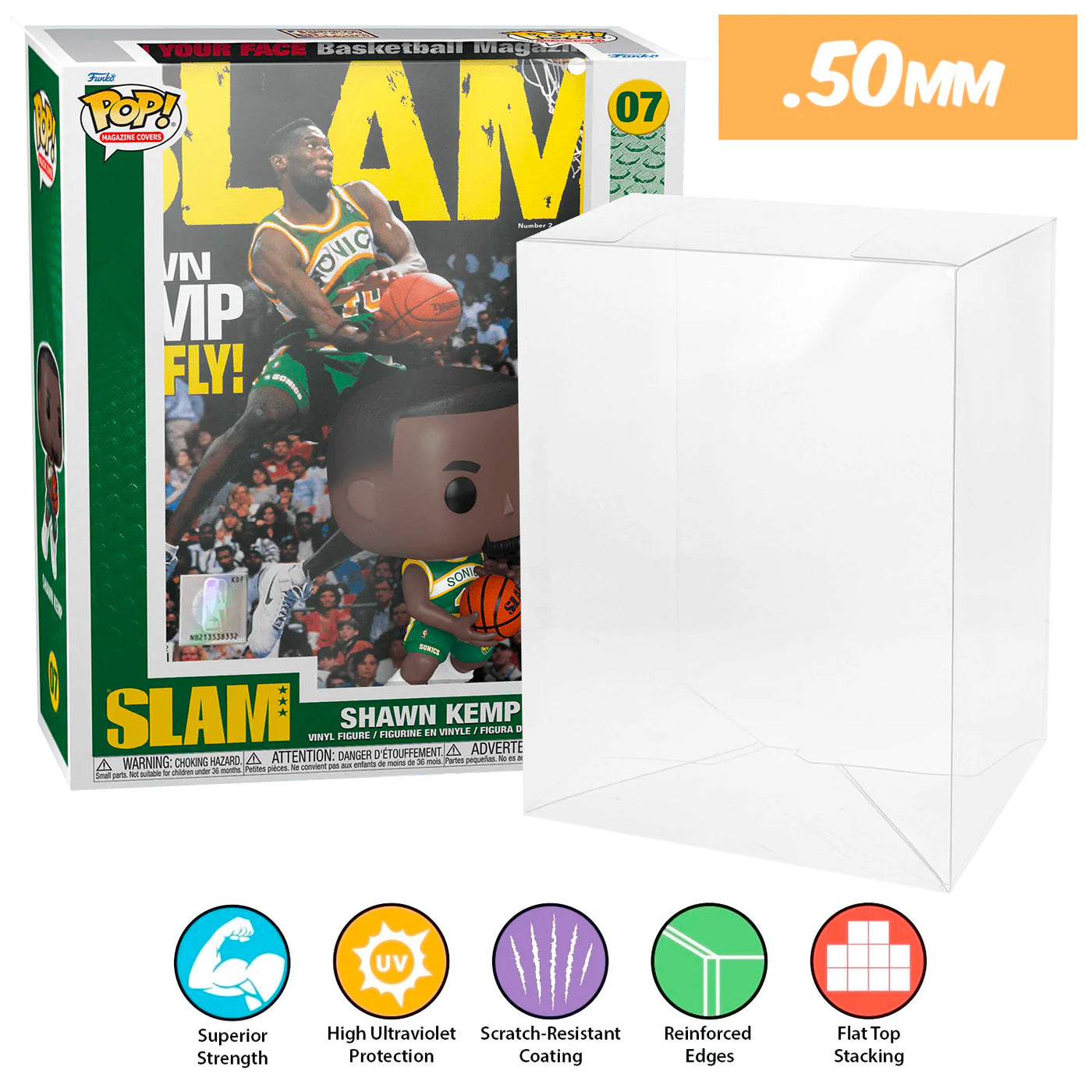 07 shawn kemp pop magazines covers slam nba best funko pop protectors thick strong uv scratch flat top stack vinyl display geek plastic shield vaulted eco armor fits collect protect display case kollector protector