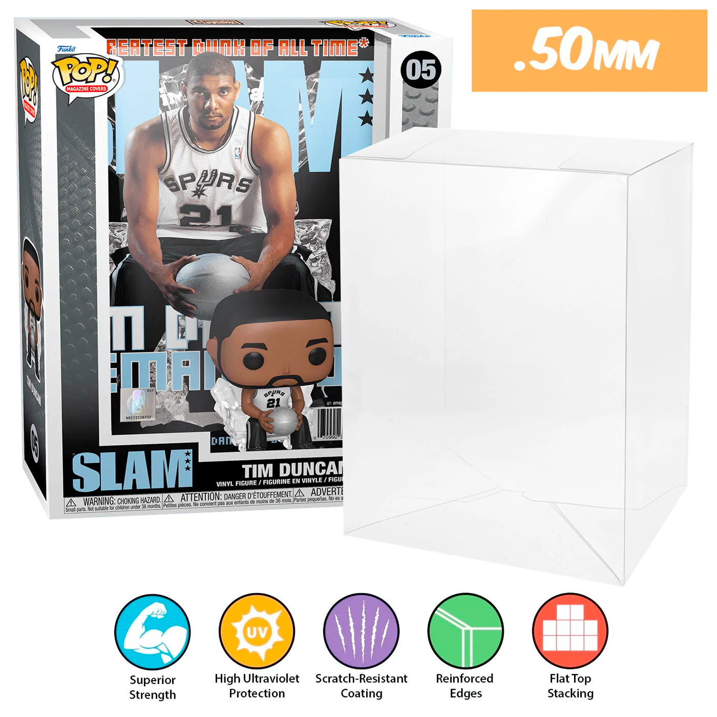 05 tim duncan pop magazines covers slam nba best funko pop protectors thick strong uv scratch flat top stack vinyl display geek plastic shield vaulted eco armor fits collect protect display case kollector protector