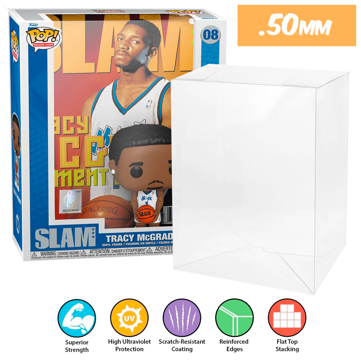 08 tracy mcgrady pop magazines covers slam nba best funko pop protectors thick strong uv scratch flat top stack vinyl display geek plastic shield vaulted eco armor fits collect protect display case kollector protector