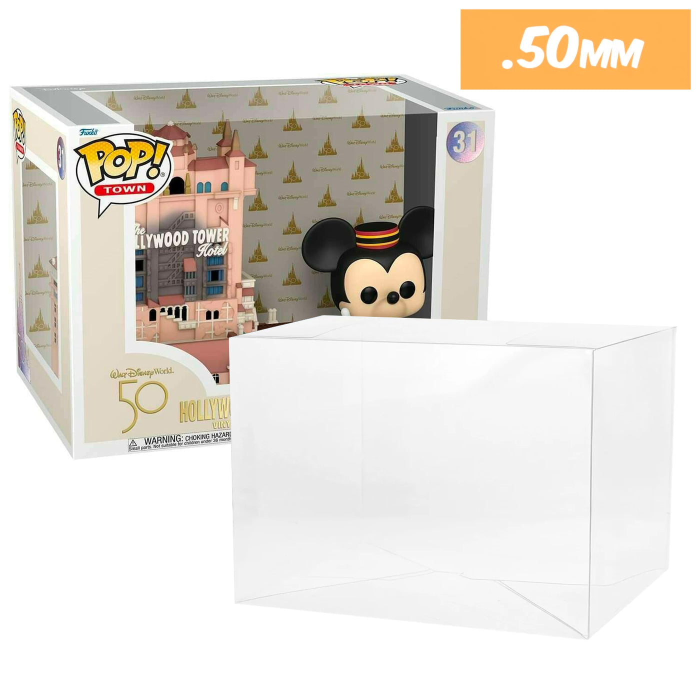 Disney Hollywood Tower and Mickey Mouse pop town best funko pop protectors thick strong uv scratch flat top stack vinyl display geek plastic shield vaulted eco armor fits collect protect display case kollector protector